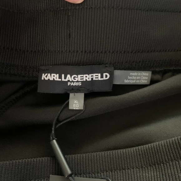 KARL LAGERFELD Black Velour Side Logo Jogger‎ Track Pants - NWT - Picture 12 of 16
